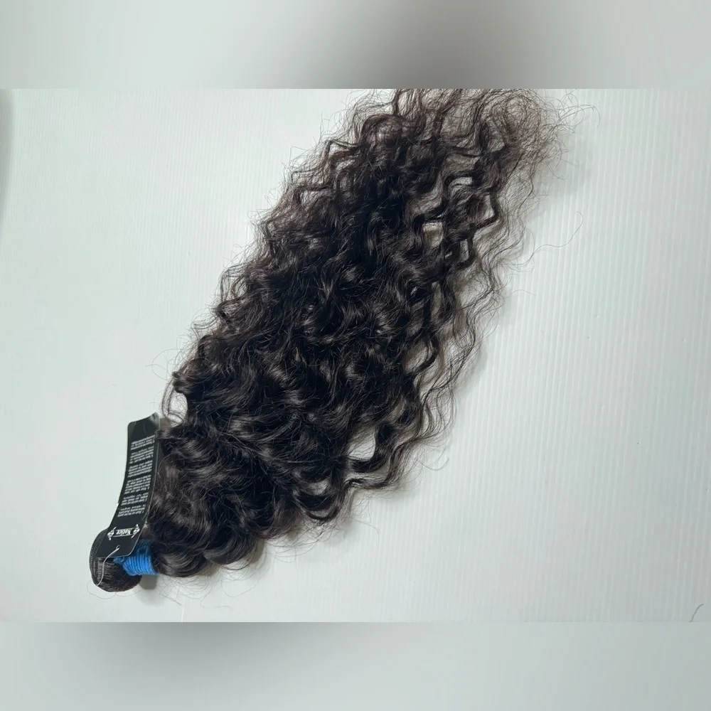24” Deep Wave Human hair Extensions Natural Black Bundle
